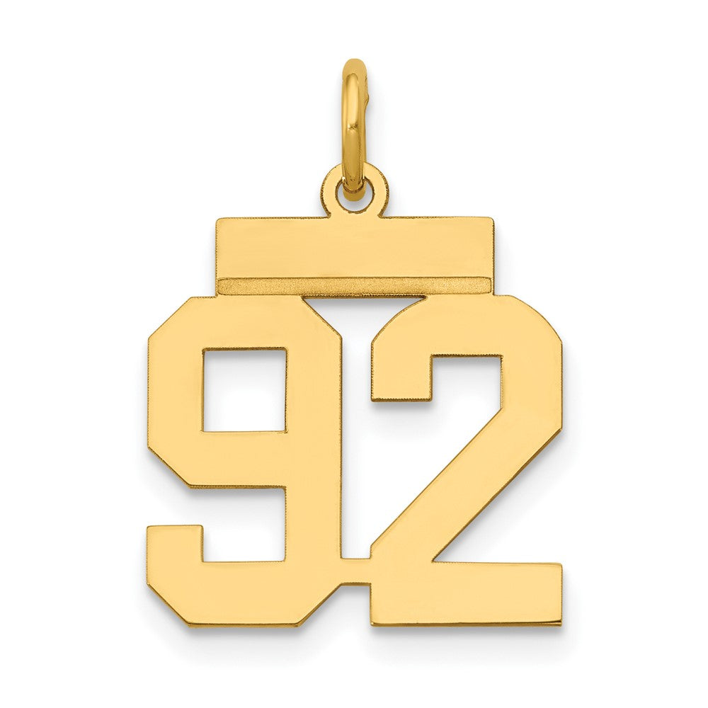 14k Small Polished Number 92 Charm, 17.12 x 15 mm