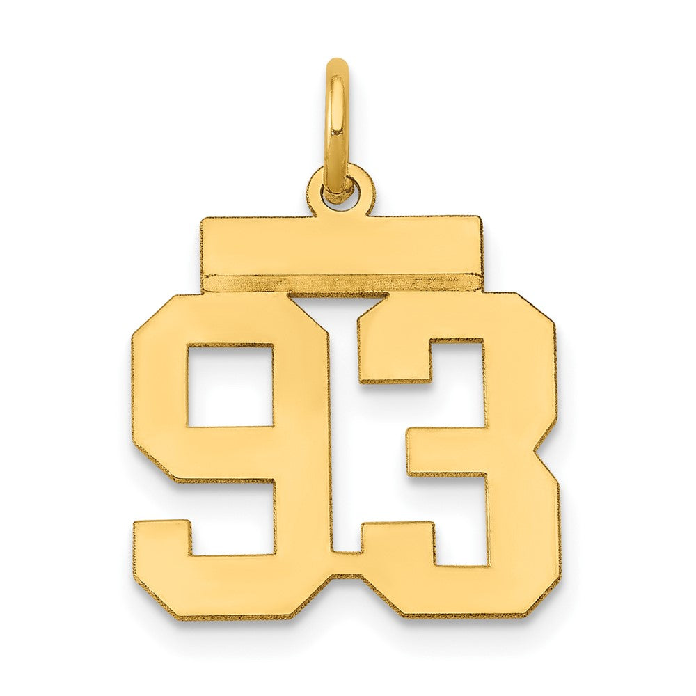 14k Small Polished Number 93 Charm, 1.17 g