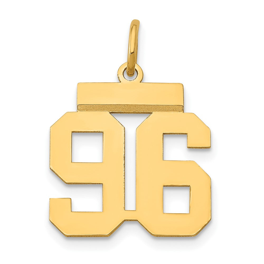 14k Small Polished Number 96 Charm, 0.7 g