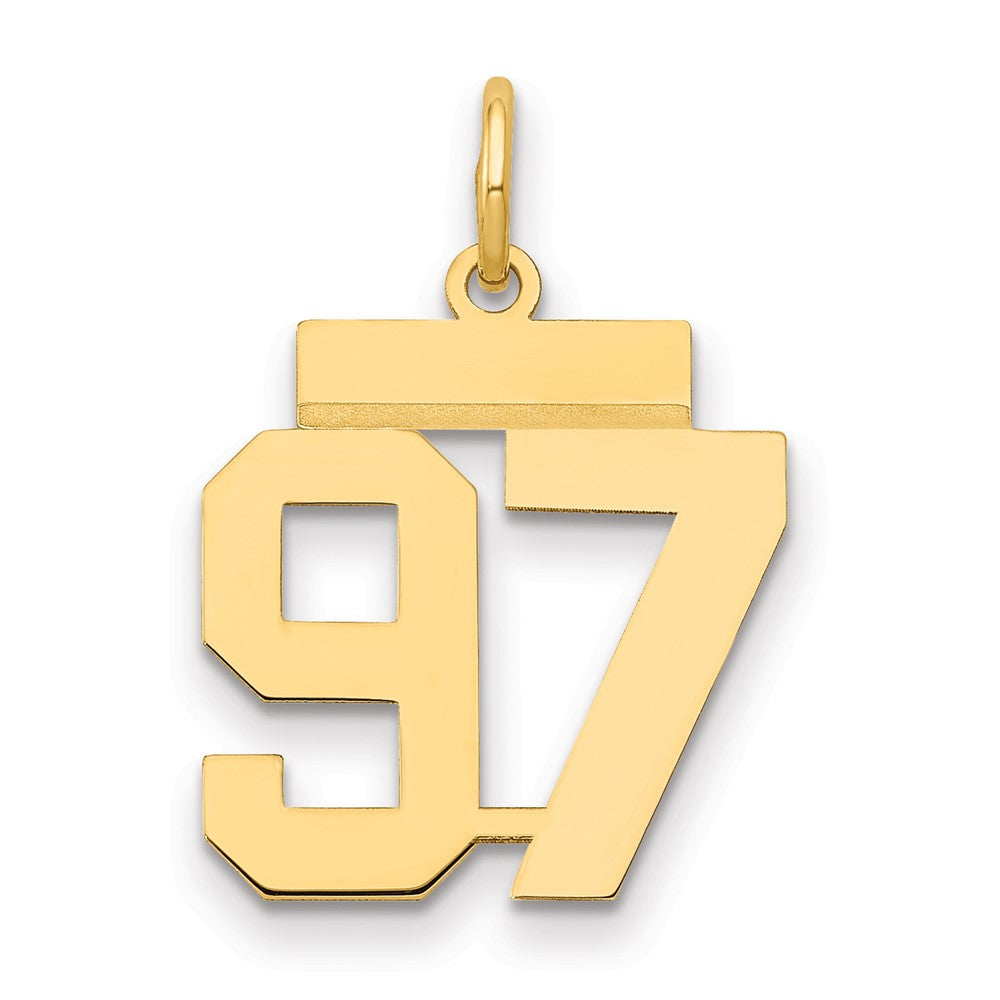 14k Small Polished Number 97 Charm, 1.06 g