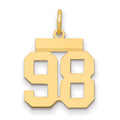 14k Small Polished Number 98 Charm, 1.25 g