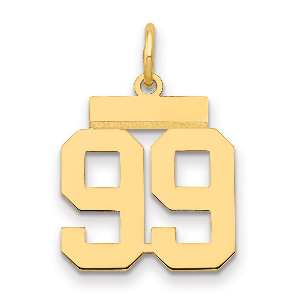 14k Small Polished Number 99 Charm, 1.19 g