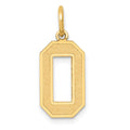 14k Medium Satin Number 0 Charm, 20 x 8 mm