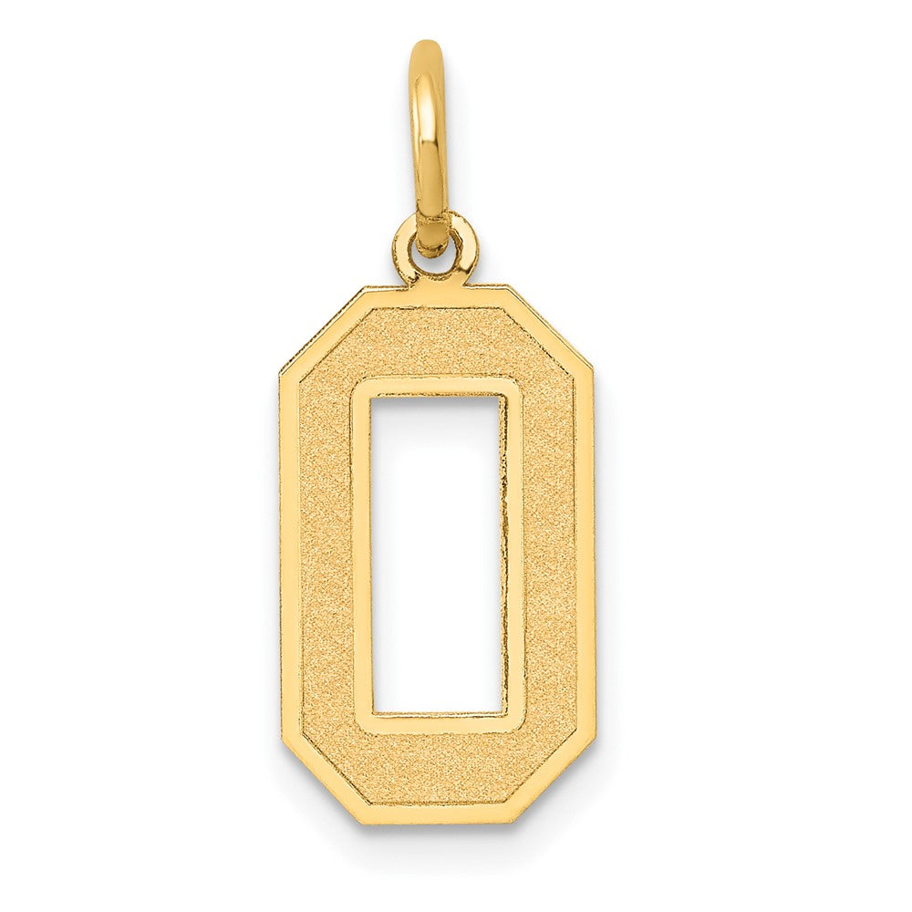 14k Medium Satin Number 0 Charm, 20 x 8 mm