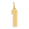 14k Medium Satin Number 1 Charm, 16.13 x 5.04 mm
