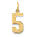 14k Medium Satin Number 5 Charm, 16.13 x 8.15 mm