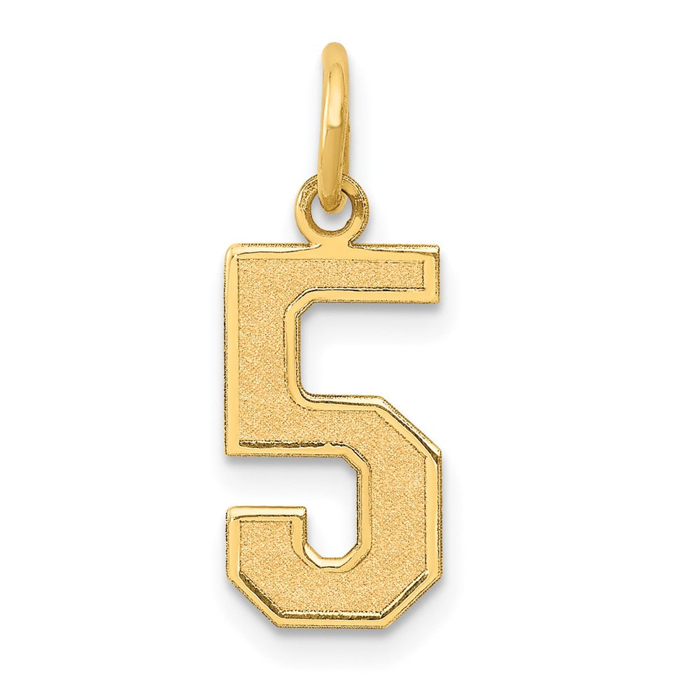 14k Medium Satin Number 5 Charm, 16.13 x 8.15 mm