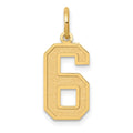 14k Medium Satin Number 6 Charm, 16.13 x 8.19 mm