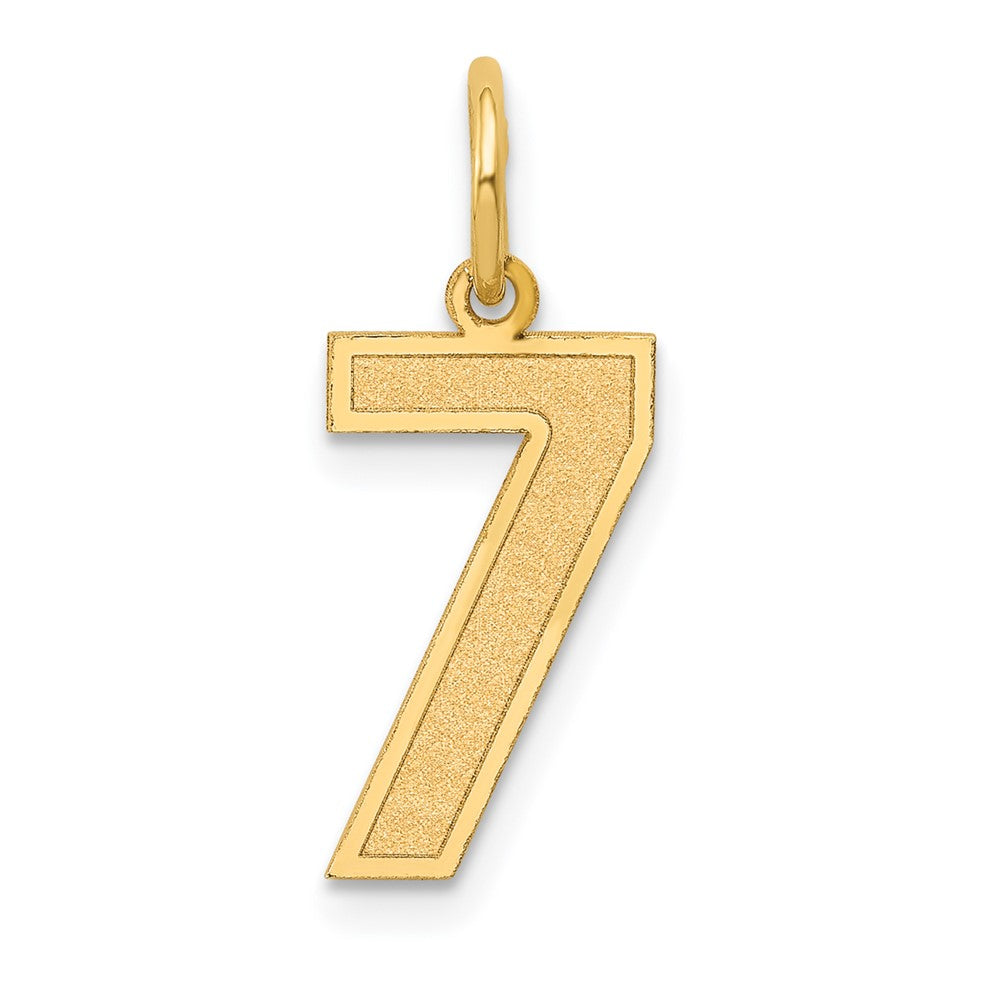 14k Medium Satin Number 7 Charm, 16.13 x 8.2 mm