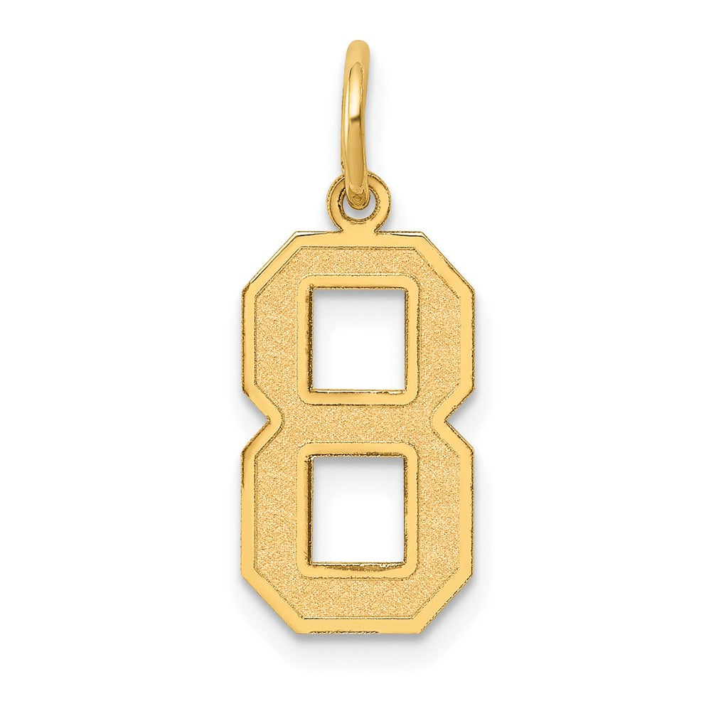 14k Medium Satin Number 8 Charm, 16.13 x 8.16 mm