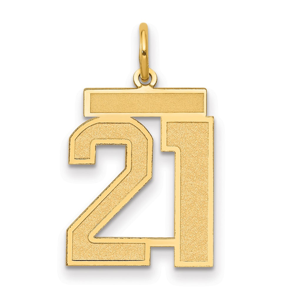 14k Medium Satin Number 21 Charm