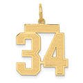 14k Medium Satin Number 34 Charm, 17.22 x 18.8 mm