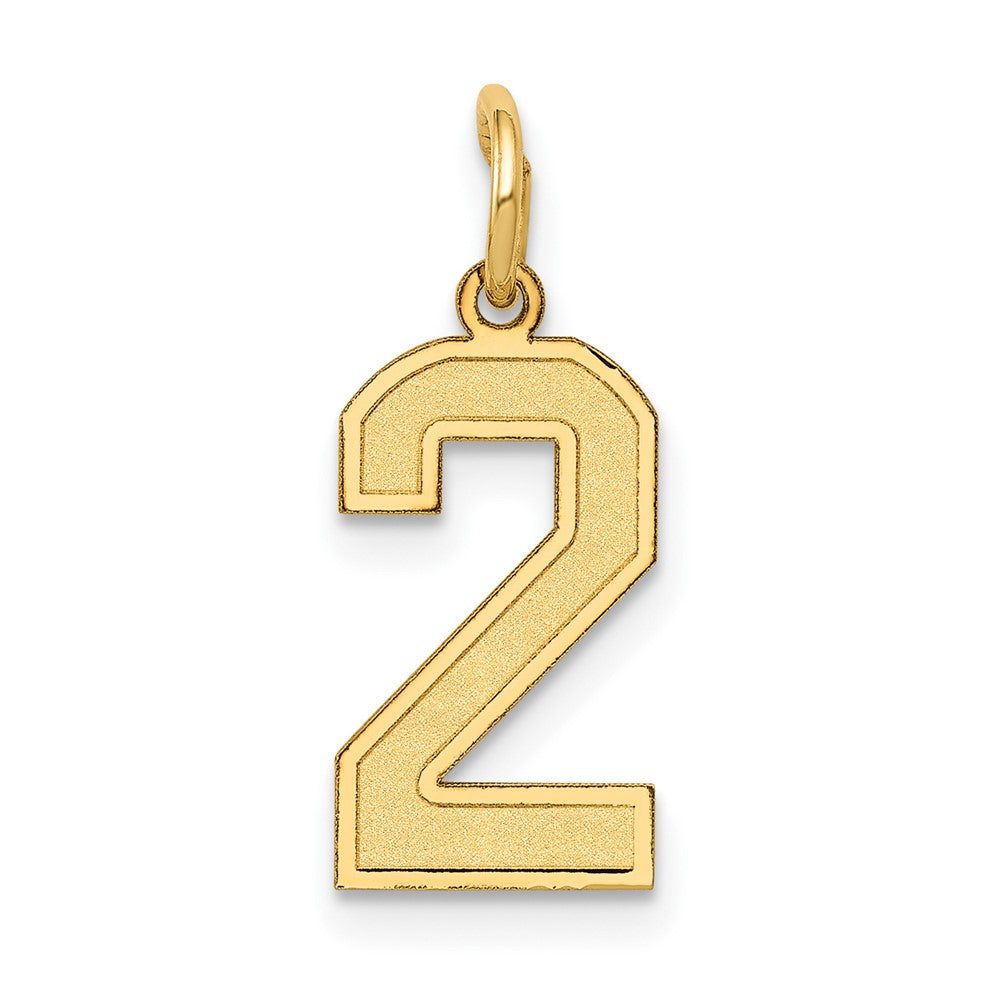 14k Small Satin Number 2 Charm, 14.39 x 6.99 mm