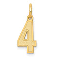 14k Small Satin Number 4 Charm, 14.34 x 7.11 mm