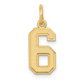 14k Small Satin Number 6 Charm, 14.45 x 7.11 mm