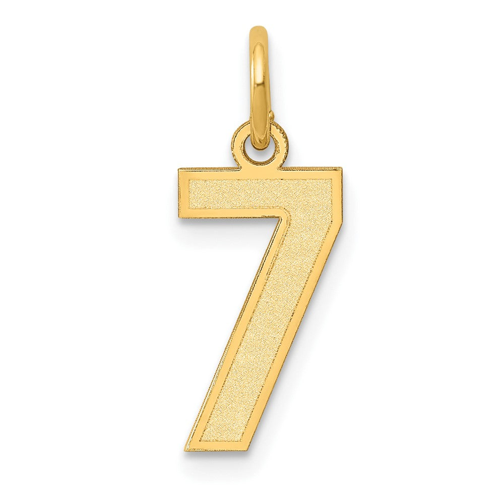14k Small Satin Number 7 Charm, 14.32 x 7.1 mm