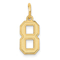 14k Small Satin Number 8 Charm, 14.24 x 7.11 mm