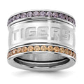 Stainless Steel Collegiate Louisiana State U Crystal Stacked Ring Set, Size 6