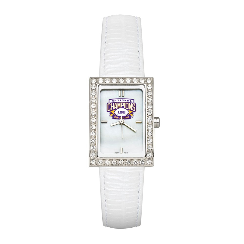 LOUISIANA STATE UNIV 3X CHAMPIONS ALLURE WATCH WHITE STRAP