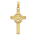 14k Polished Claddagh Cross Pendant, 32 x 16 mm