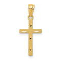 14K Satin Diamond-Cut Cross Pendant, 25 x 11 mm