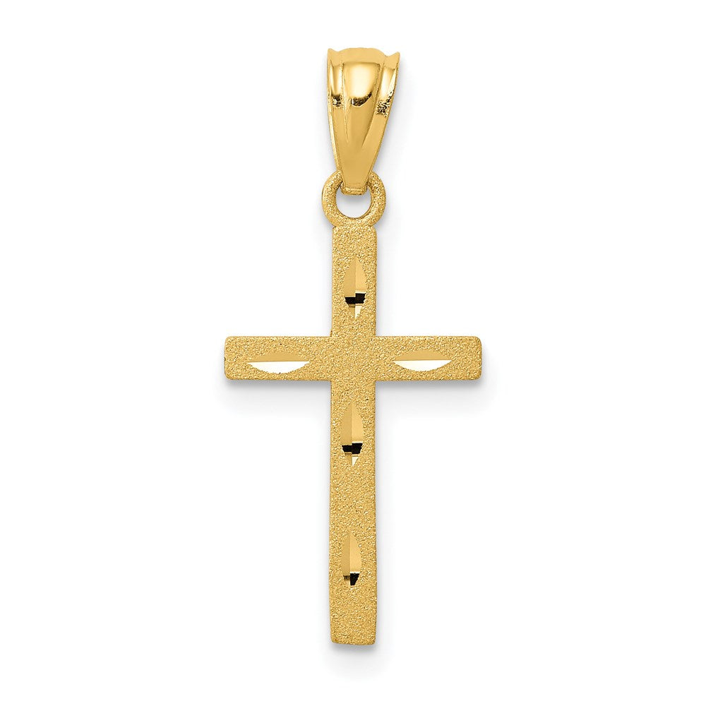 14K Satin Diamond-Cut Cross Pendant, 25 x 11 mm