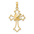 14k Dove Cross Pendant, 31 x 18 mm