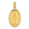 14k Polished and Satin Solid Miraculous Medal Oval Pendant, 21.25 x 11 mm