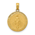 14k Polished and Satin Solid Miraculous Medal Round Pendant, 20.75 x 14.7 mm