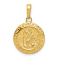 14k Polished Solid Saint Christopher Medal Charm, 23.5 x 15 mm