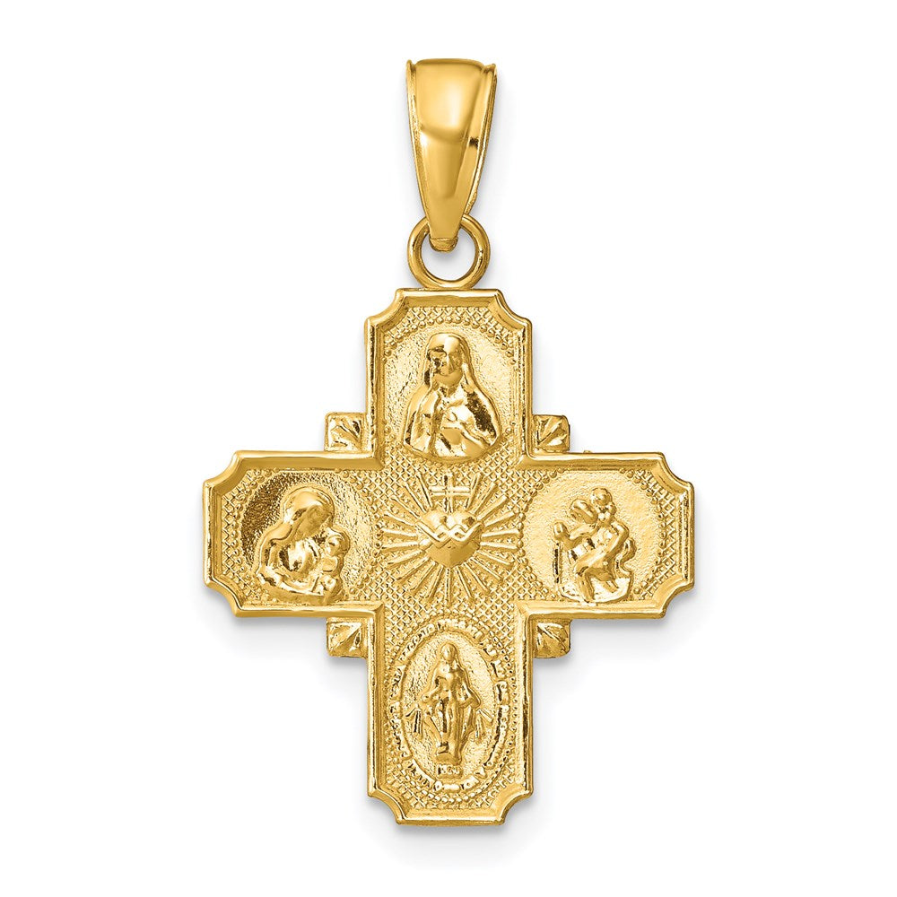 14k Polished 4-Way Medal Pendant, 28 x 17.75 mm