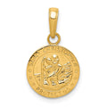 14k Polished Solid Saint Christopher Medal Round Charm, 21 x 12.5 mm
