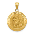 14k Polished and Satin Solid Saint Christopher Medal Pendant, 27.5 x 19 mm