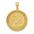 14k Polished and Satin Solid Saint Christopher Medal Round Pendant, 34 x 25 mm