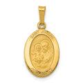 14k Polished and Satin Solid Saint Joseph Medal Oval Charm, 23.5 x 11.75 mm