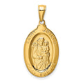 14k Polished Solid Saint Joseph Medal Oval Pendant, 29.5 x 14.5 mm