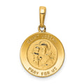 14k Polished Solid Saint Joseph Medal Round Charm, 23.5 x 15 mm