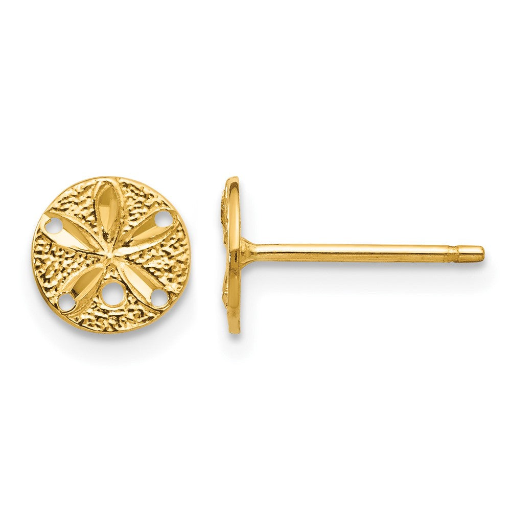 14k Diamond-Cut Sand Dollar Post Earrings, 8 x 8 mm