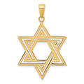 14k Solid Polished Cut-out Star of David Charm, 38 x 25 mm