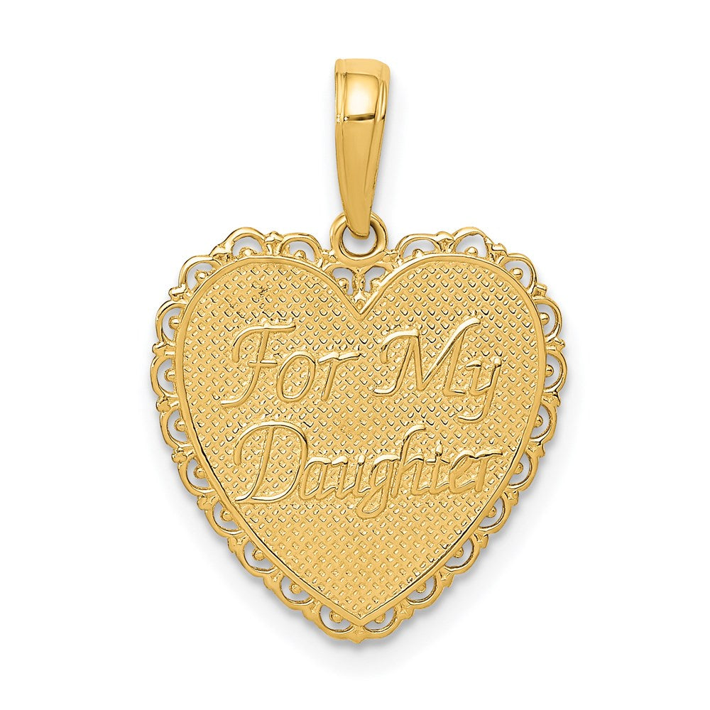 14k Reversible FOR MY DAUGHTER / YOU ARE MY PRIDE AND JOY Heart Pendant, 21 x 15.75 mm