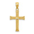 14k Satin Diamond-cut Cross Charm, 25 x 13 mm