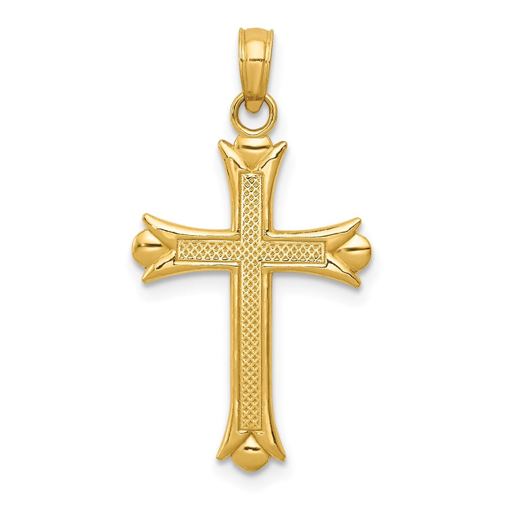 14k Fleur De Lis Cross Pendant, 30 x 16 mm, 1.14 g