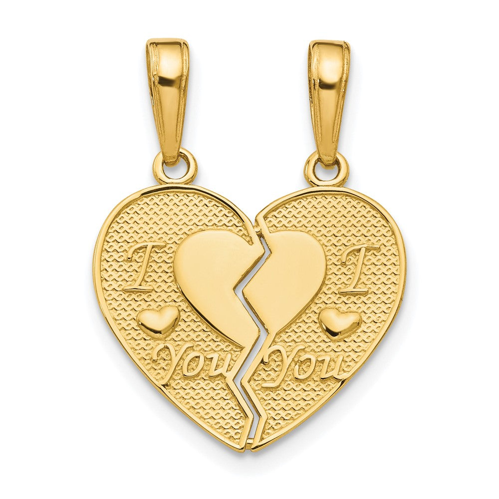 14k I LOVE YOU 2-Piece Break-Apart Heart Charm, 19 x 16 mm