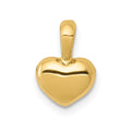 14K Polished Domed Concave Back Heart Charm, 12 x 8 mm