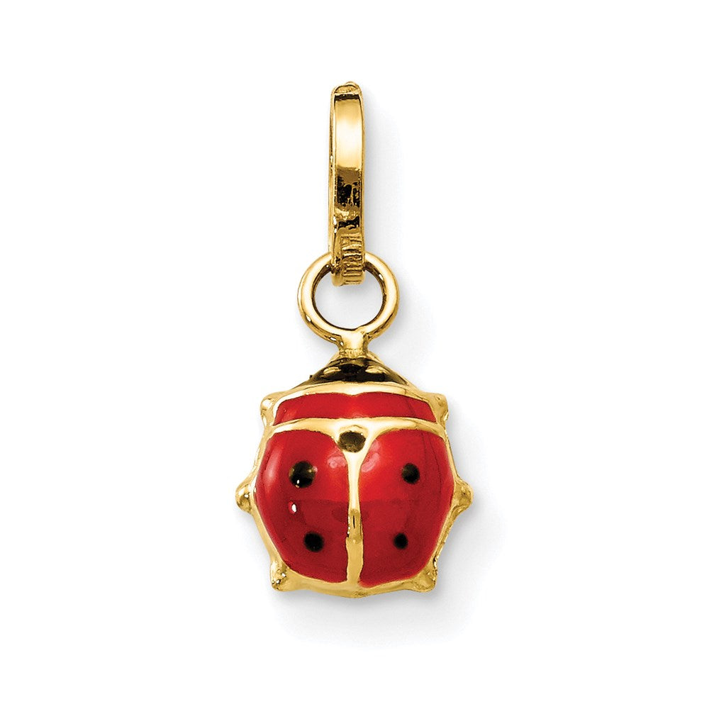 14k Red and Black Enameled Ladybug Charm, 13 x 5.5 mm