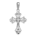 14k White Gold Filigree Cross Charm, 29 x 16 mm