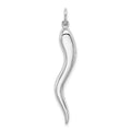 14k White Gold Solid Polished 3-D Large Italian Horn Charm, 40 x 5 mm