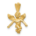 14k  3-D Satin and Diamond-Cut Angel Charm, 20 x 12 mm