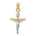 14k Two-tone INRI Crucifix Pendant, 23 x 12 mm