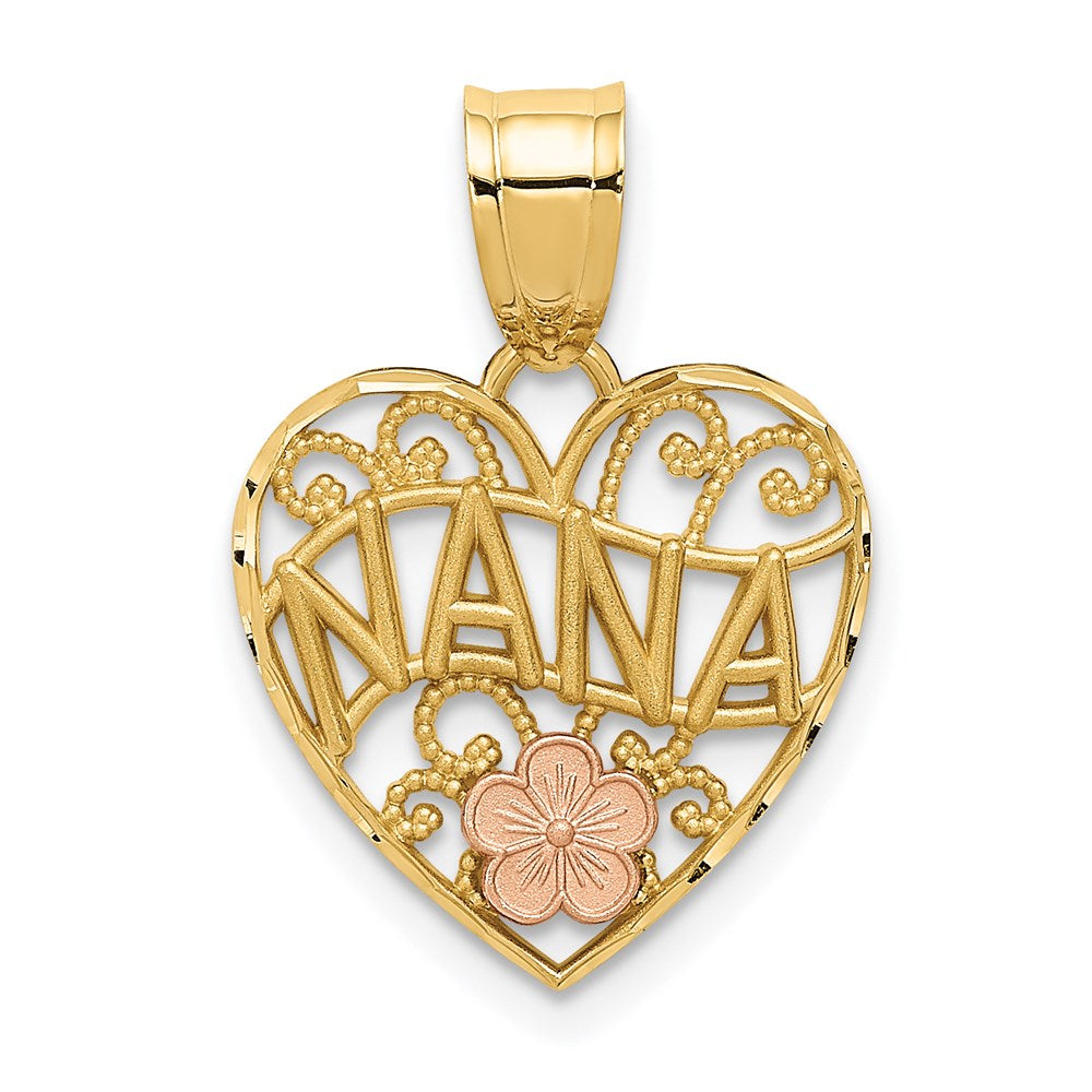 14k Two-tone NANA Heart Pendant, 20 x 15 mm